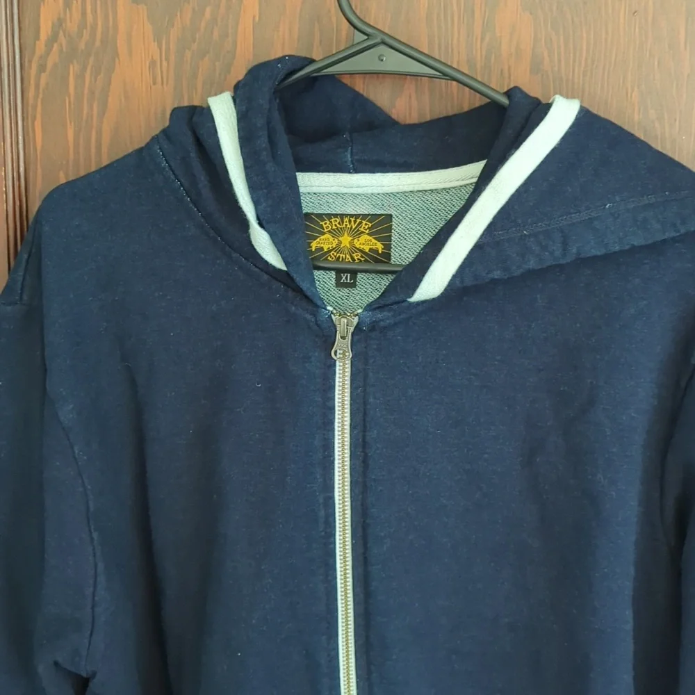 Brave Star American Made Sumo Denim Blue Hoodie Size XL_5